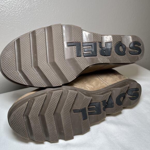 Sorel Joan of Arctic Wedge Mid Tobacco Tan Winter Leather Boot Womens Size 9 EUC - Picture 13 of 15